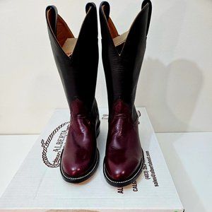 8. Cowboy Boots by Alberta Boots Co. Burgundy Kangaroo. Size 5.5 D. NIB